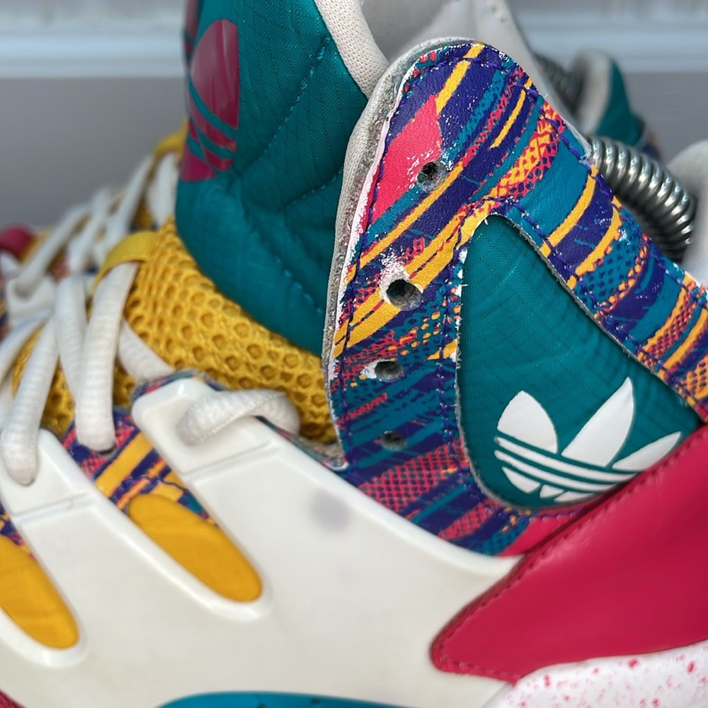adidas Multicolor High-Top Athletic Sneakers — Pink, Teal, Yellow - Picture 8 of 16